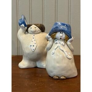 Fitz & Floyd Ceramic Planter Pair – Whimsical Man & Woman